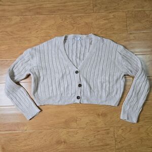 GARAGE Cropped Cream Cardigan Size M